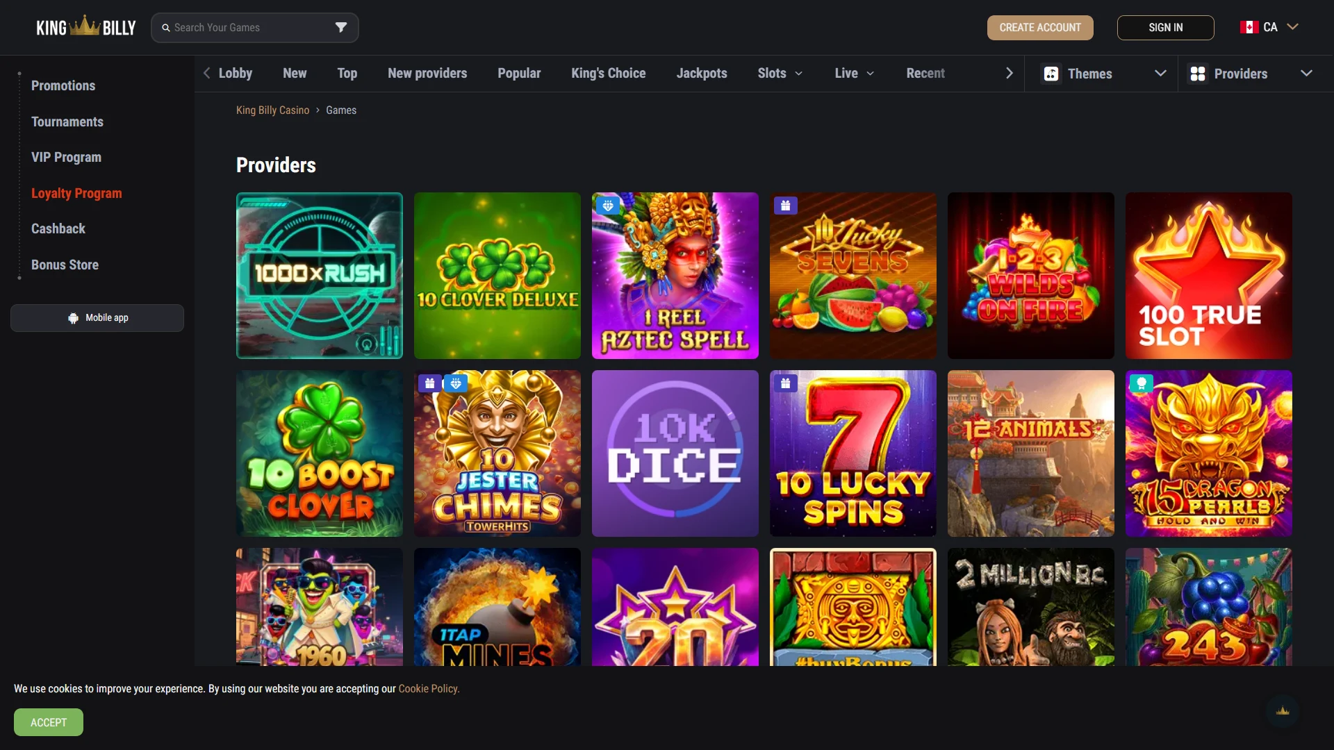 King Billy game lobby