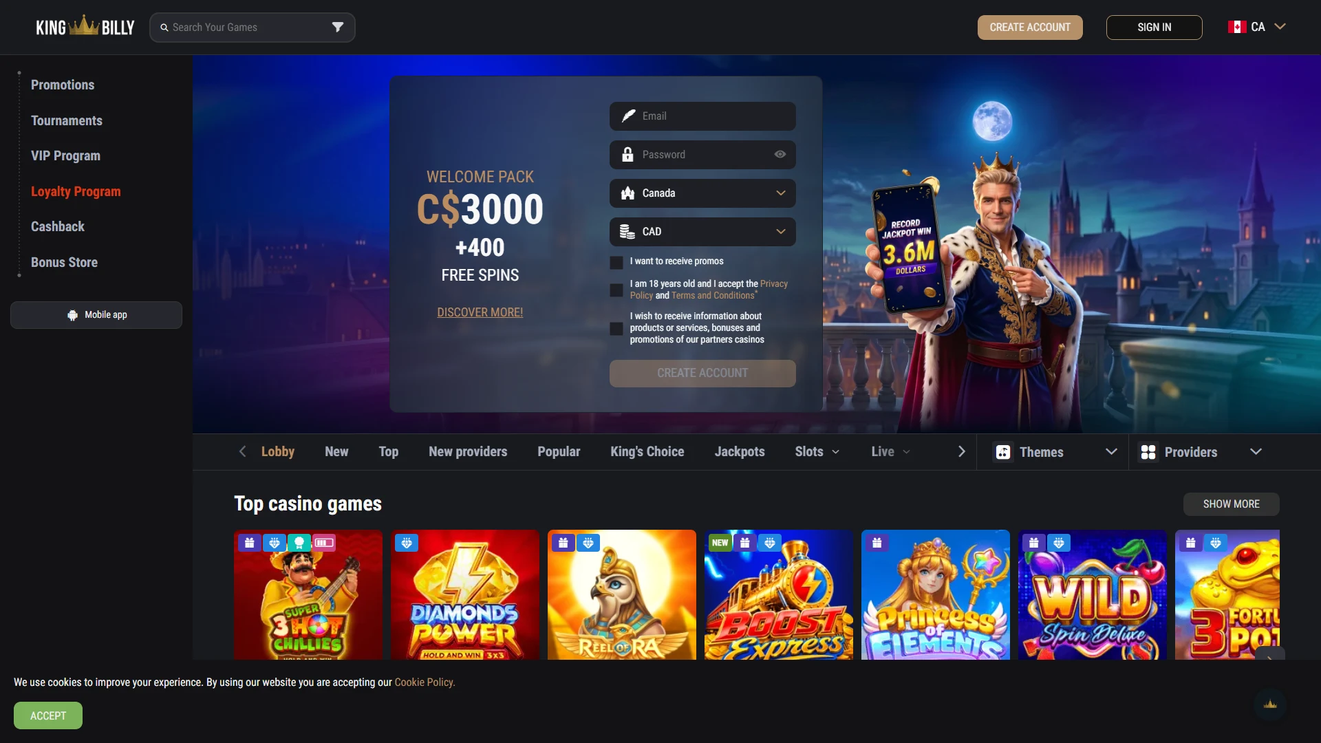 King Billy homepage